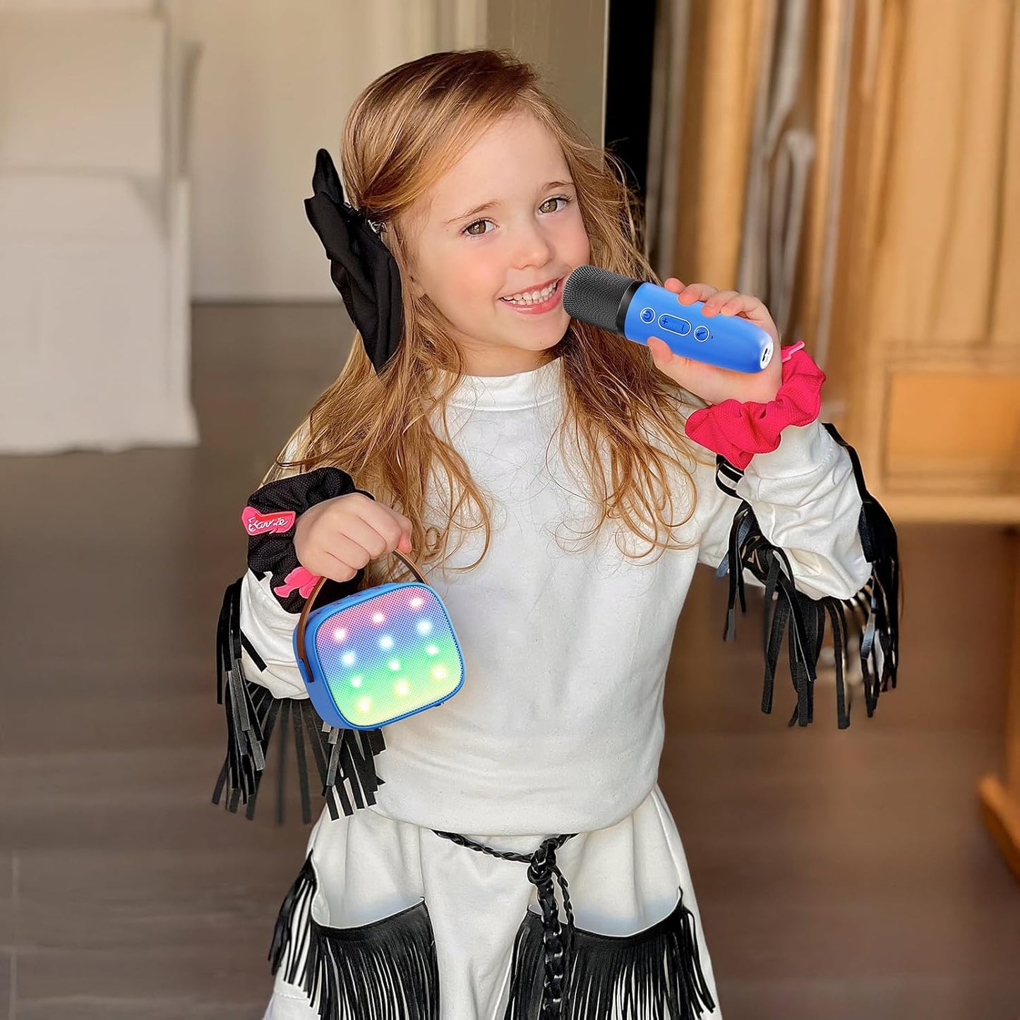 Portable mini karaoke machine with Bluetooth speaker and 2 wireless microphones – Veylo