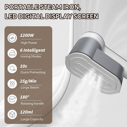 Portable travel steam iron, 1,200 W, with 6 modes and AU plug