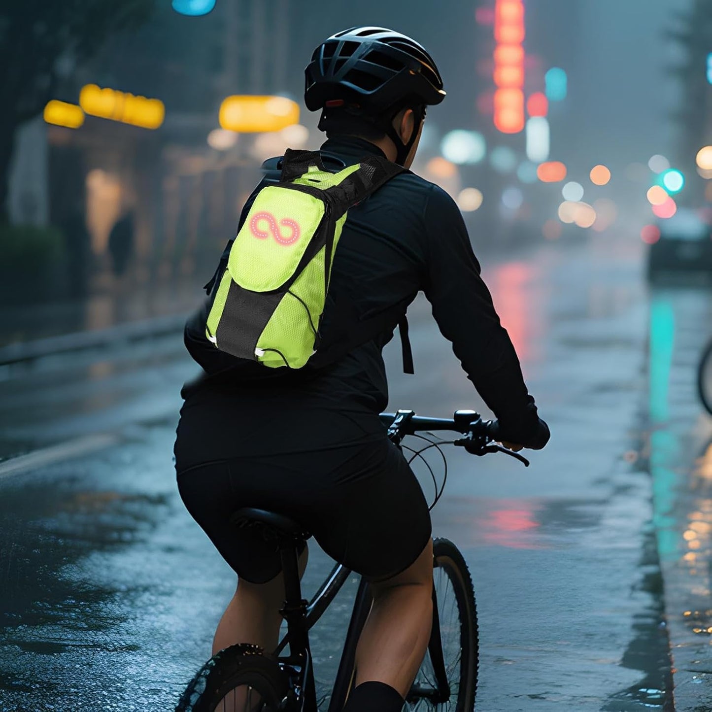 LED motorbike rucksack – illuminated safety bag for outdoor and night rides – Lumaro