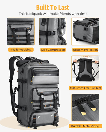 50L flight-ready convertible travel rucksack with shoe compartment and USB port