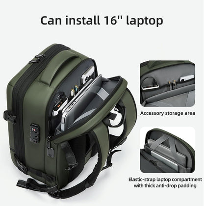 Expandable, waterproof travel rucksack with vacuum compression – Arvid