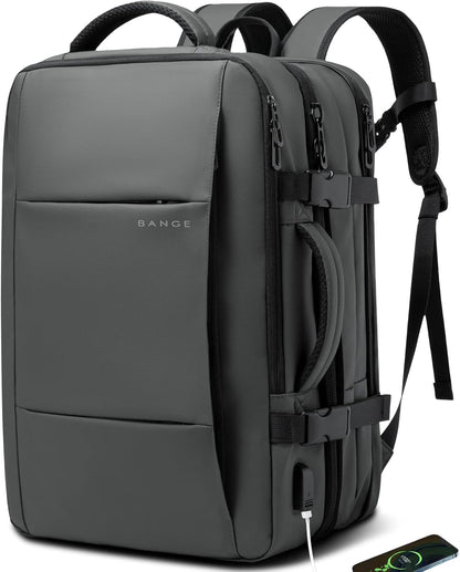 Expandable 26–45 L waterproof travel backpack with laptop compartment and duffel option.