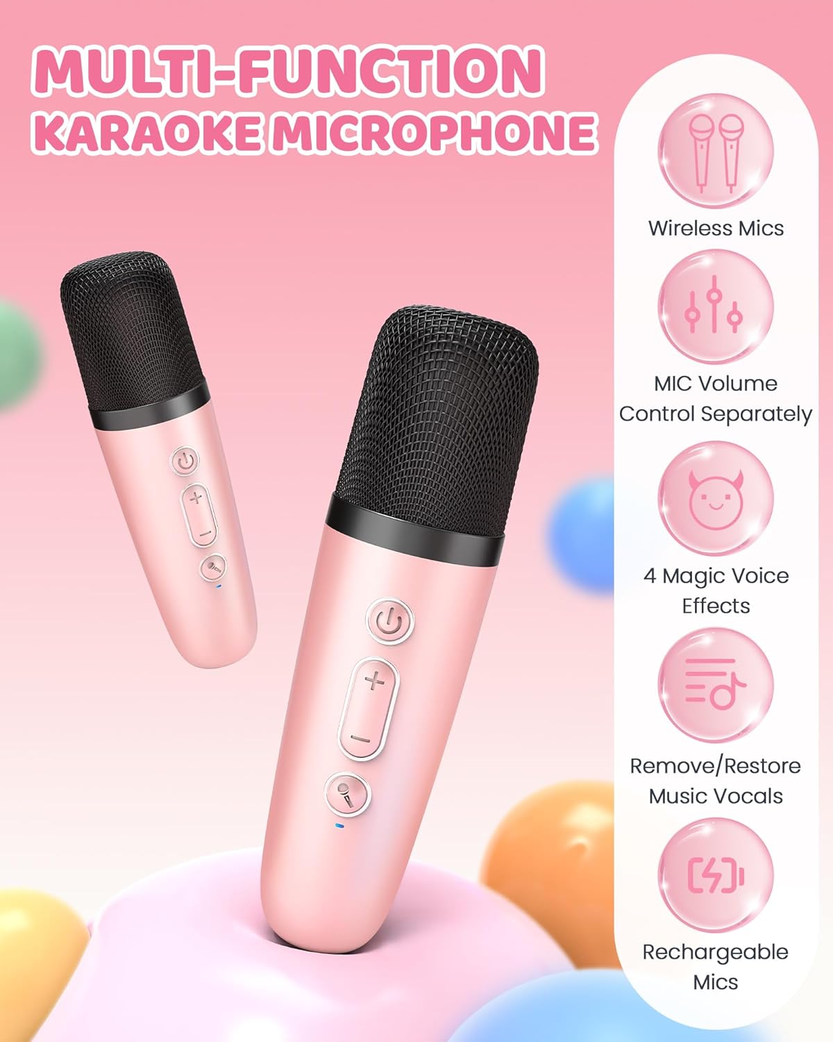 Portable mini karaoke machine with Bluetooth speaker and 2 wireless microphones – Veylo