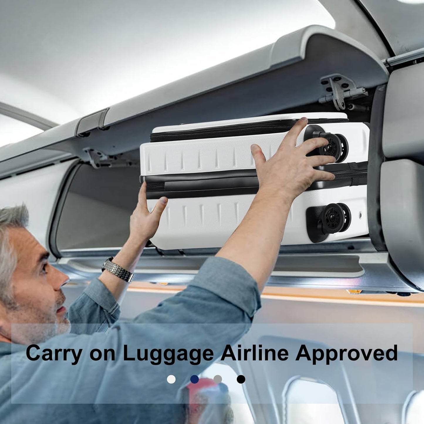 Expandable hard-shell suitcase with front compartment and TSA lock.