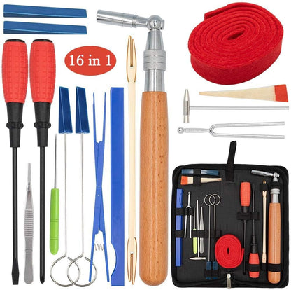 Professional 16-piece piano tuning kit with storage pouch – Arvena