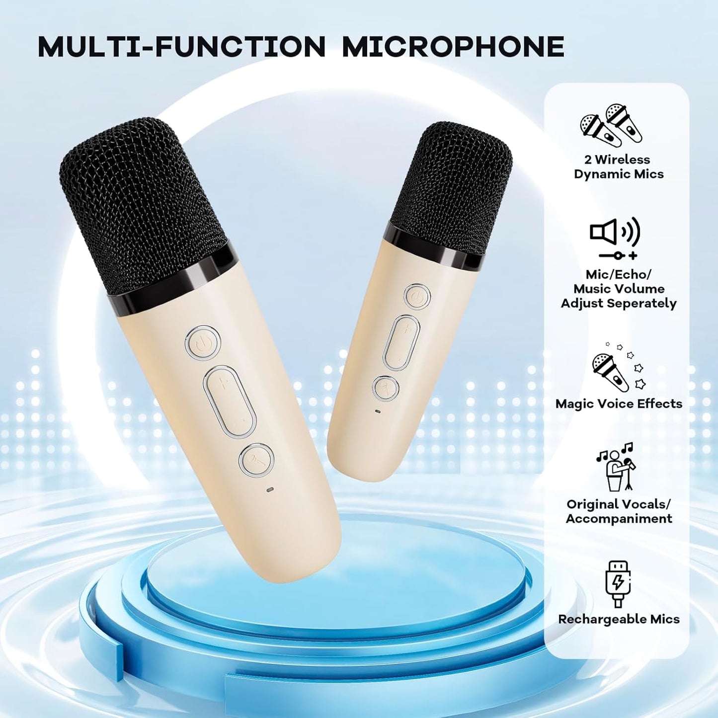 Portable mini karaoke machine with Bluetooth speaker and 2 wireless microphones – Veylo