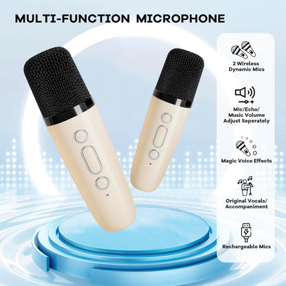 Portable mini karaoke machine with Bluetooth speaker and 2 wireless microphones – Veylo