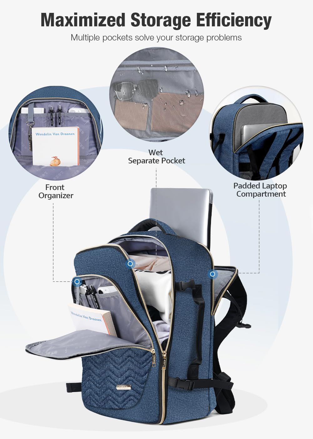 40-litre cabin-size travel trolley with 6 packing cubes and a laptop compartment