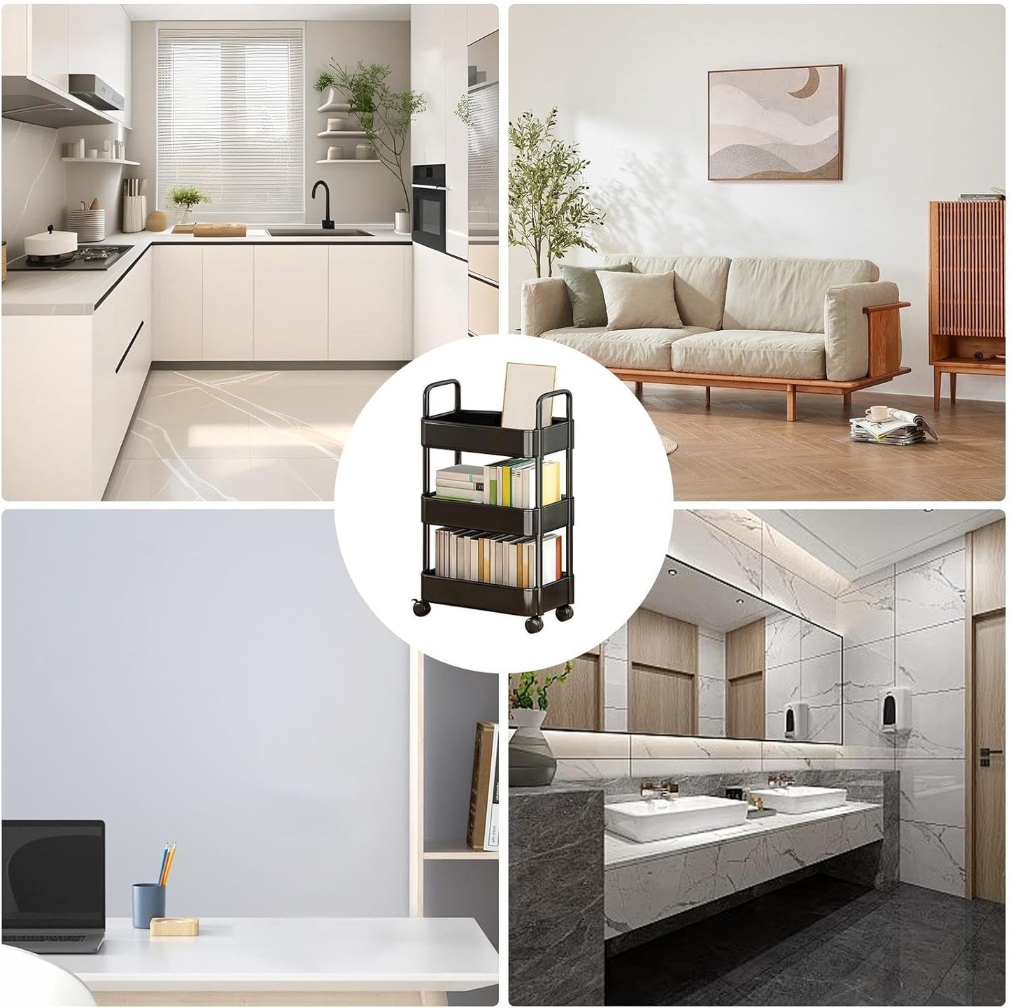Rolling serving trolleys with wheels and a handle – Veyora
