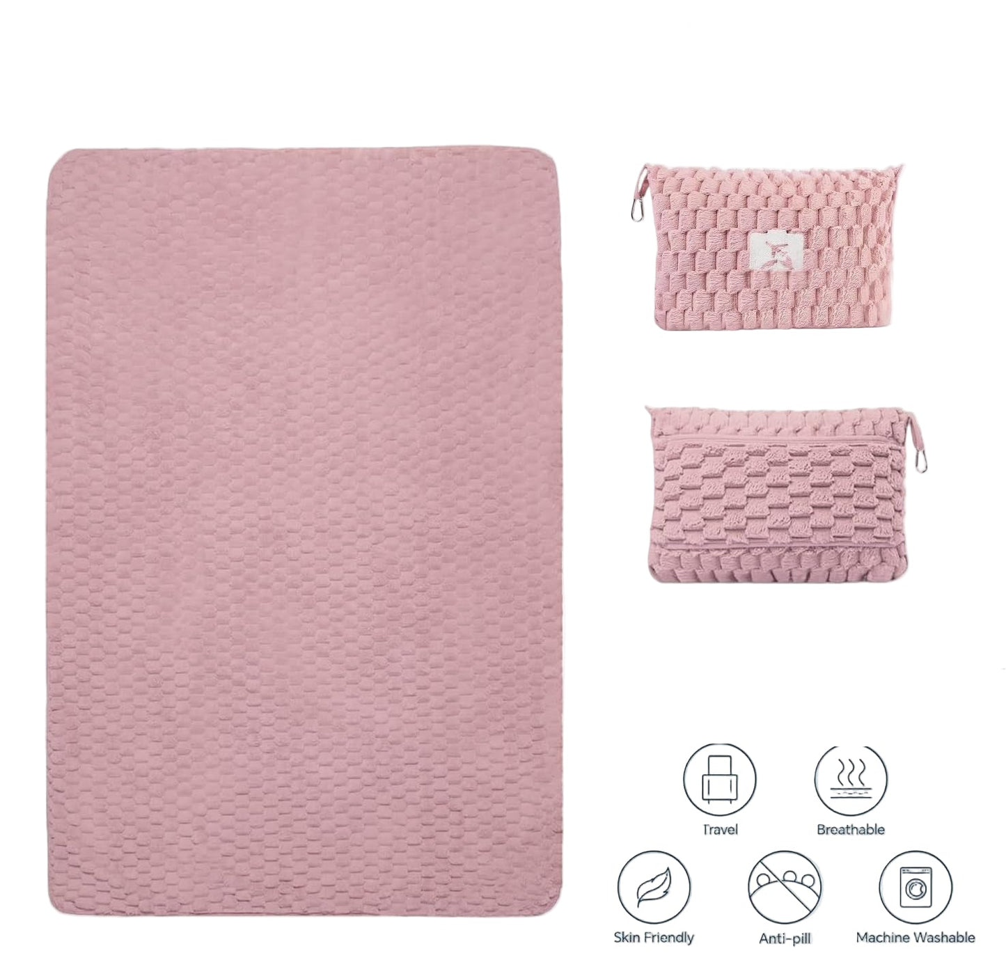 Packable Flannel Travel Blanket with Pillow Pocket and Suitcase Handle Slot – Trevora