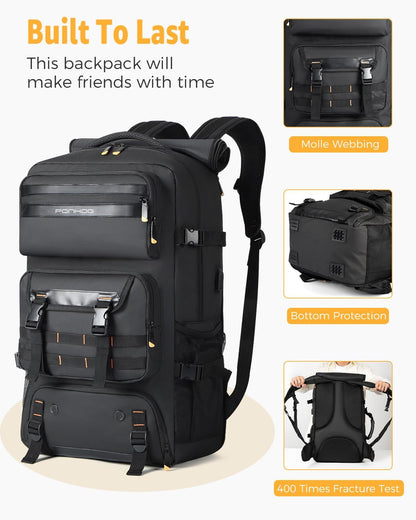 50L airline-approved travel rucksack with shoe compartment and fold-away carry strap