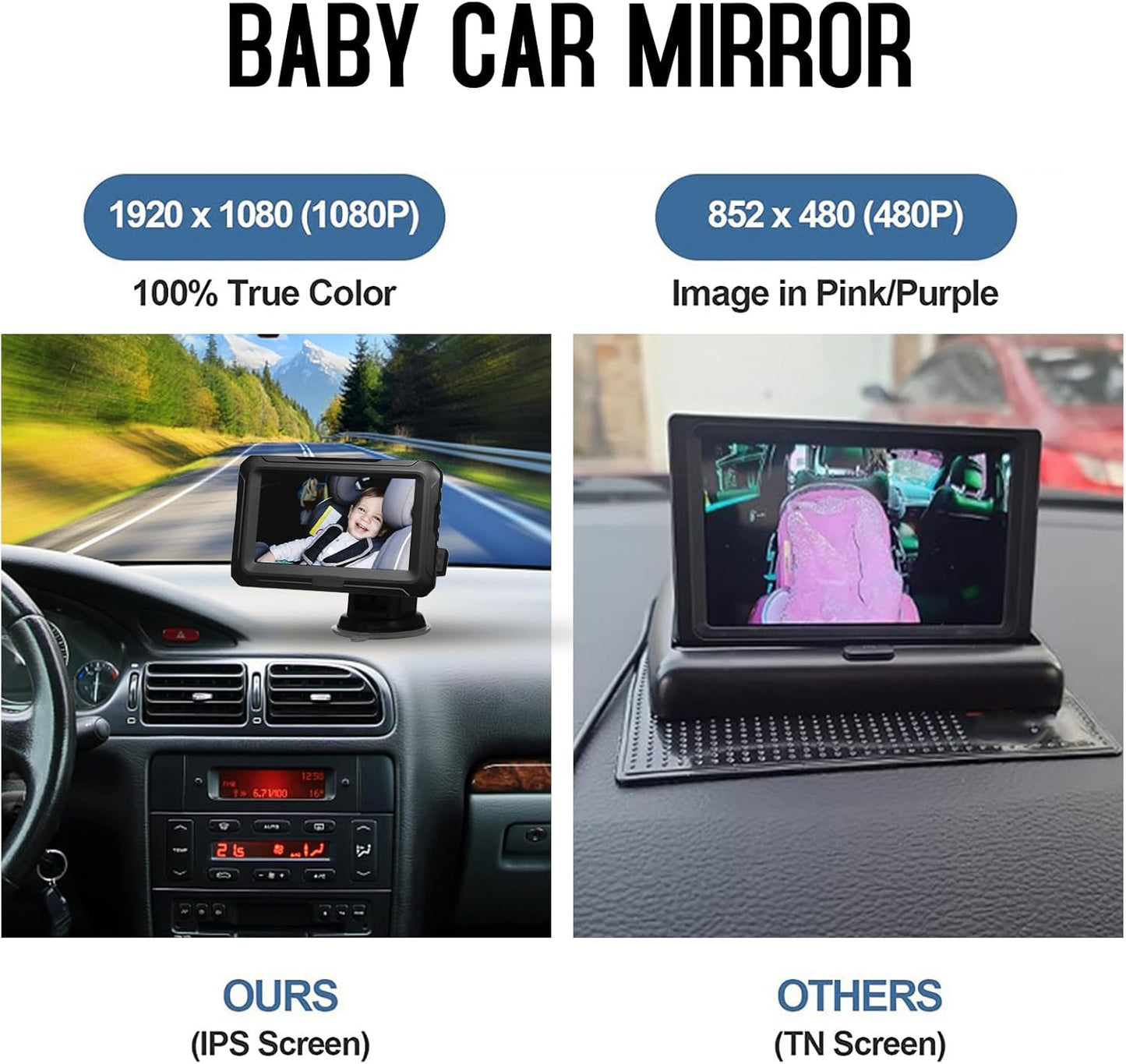 Baby mirror with 1080p camera & 4.3-inch screen – Solvian