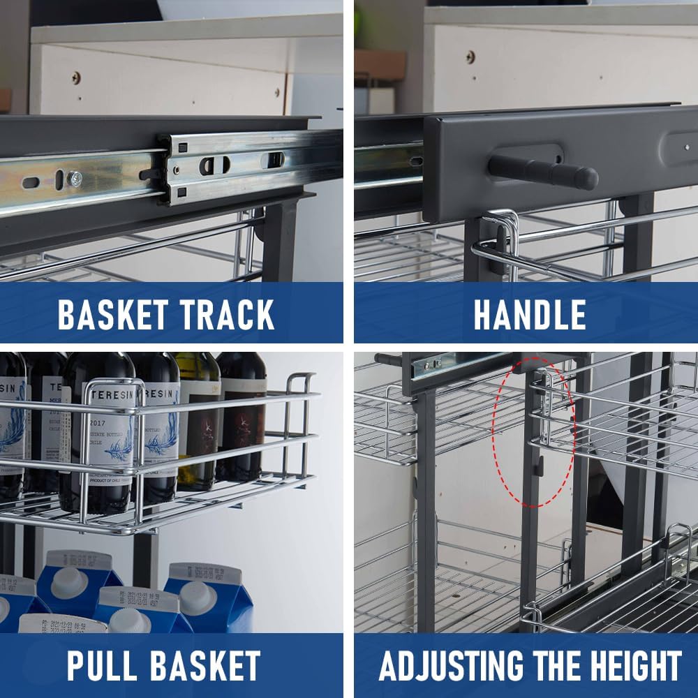 Sturdy carbon steel pull-out shelf for blind corner cabinets – Zevora