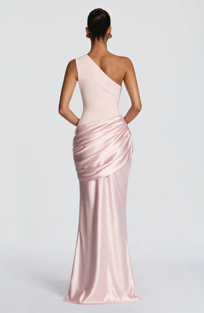 Sidonie One-Shoulder Draped Satin Maxi Dress 20