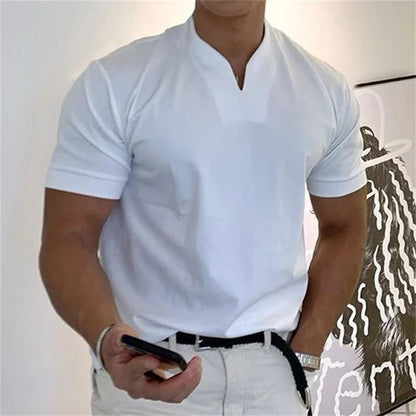 Breathable men's fitness shirt with V-neck – Timo
