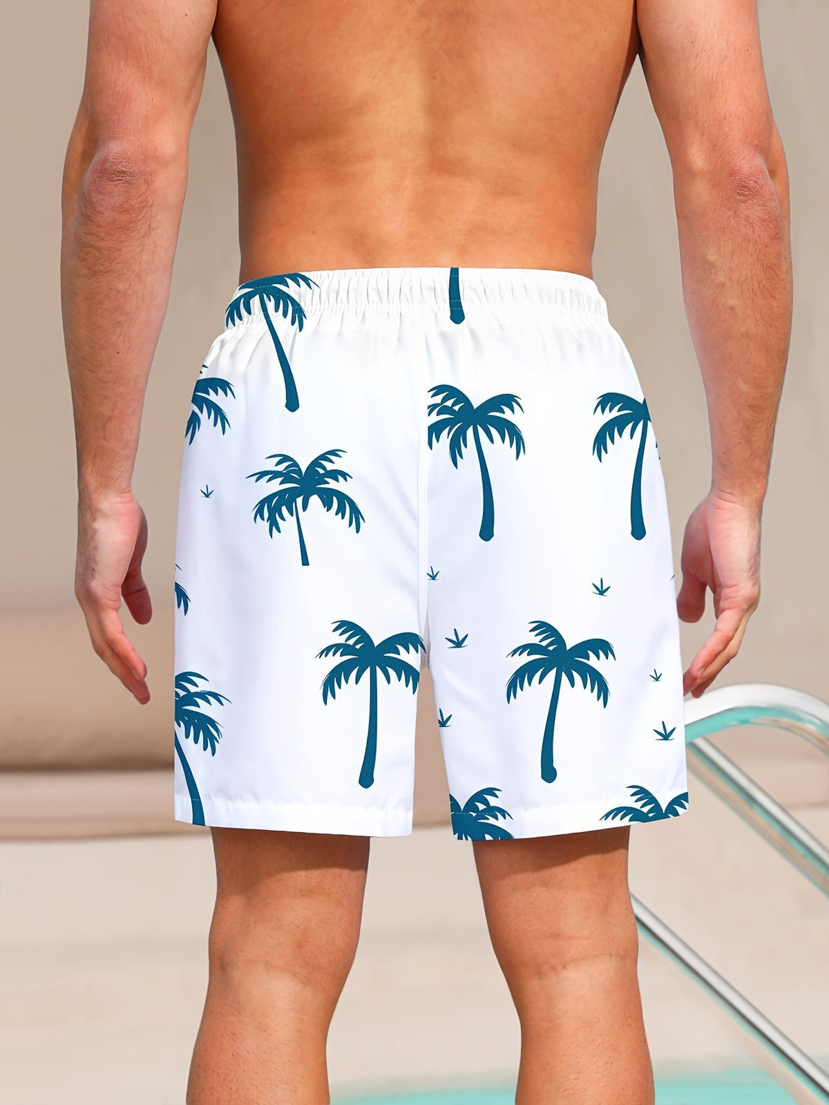 Stylish men's swim shorts with palm print - PalmRush