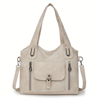 Vintage-Style Vegan Leather Shoulder Bag - Marivelle