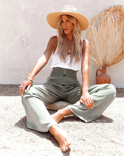 Women's linen high-waisted trousers – Sylvie