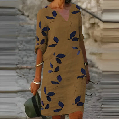 Trendy Summer Dress with Leaf Print – Liora