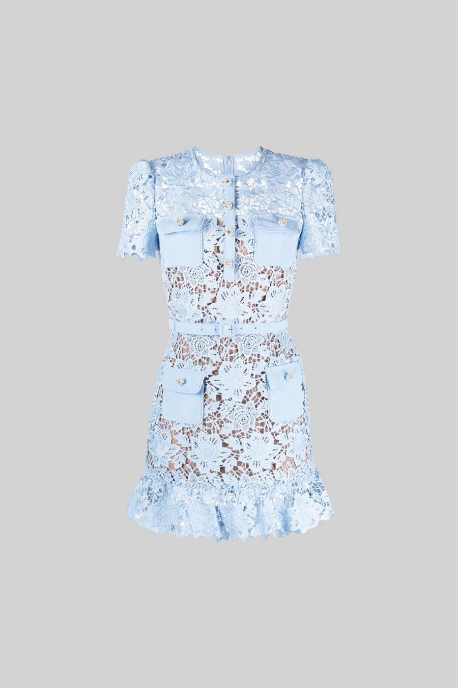 Embroidered summer mini dress with waist belt – Alina
