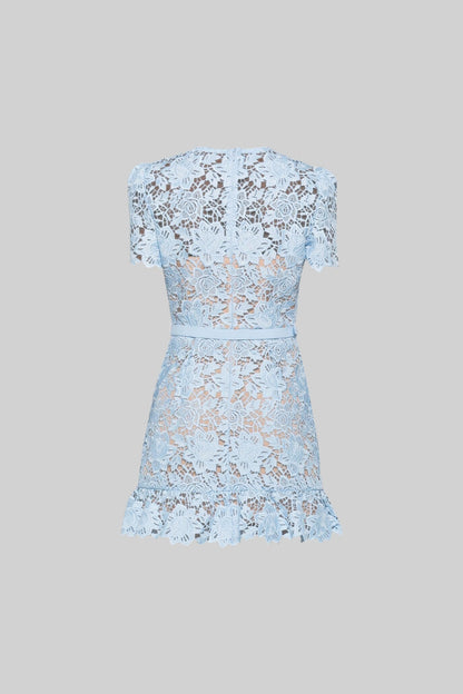 Embroidered summer mini dress with waist belt – Alina