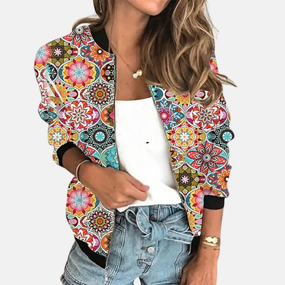 Ladies Retro Bomber Jacket with Print – Zoë