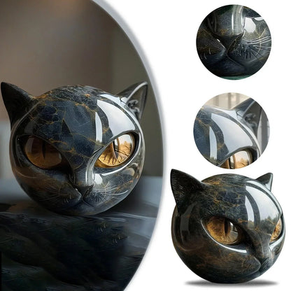 Collage with a main view on a dark surface and three circular close-ups of the nose, whiskers and ear 7