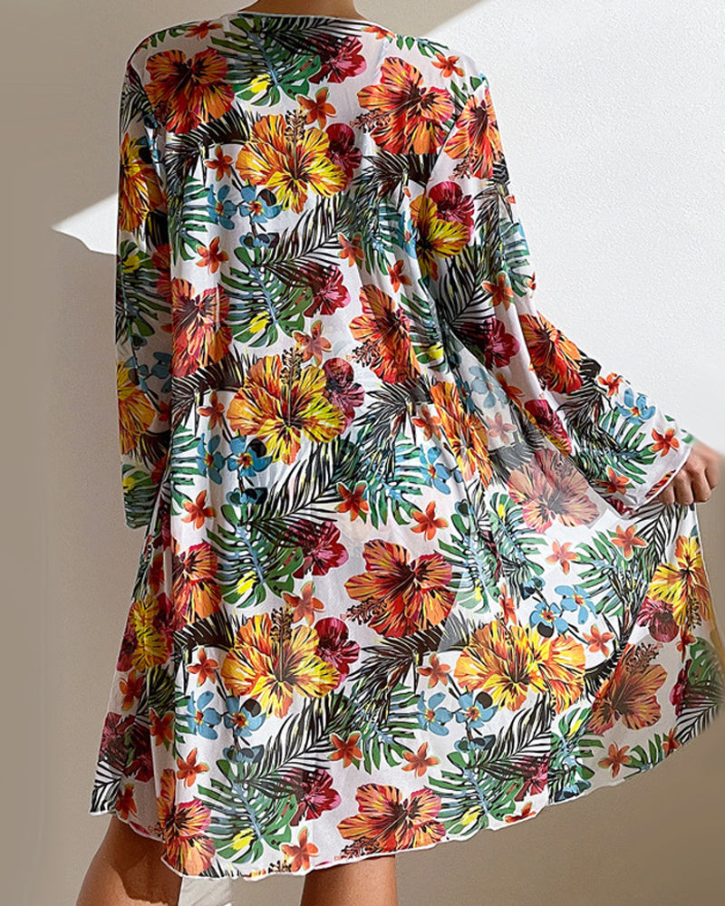Three-piece bikini set with floral print – Yara