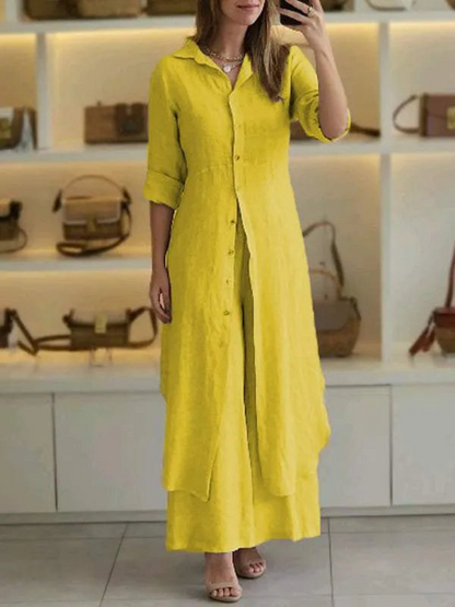 Two-piece women's autumn linen set – Amaya