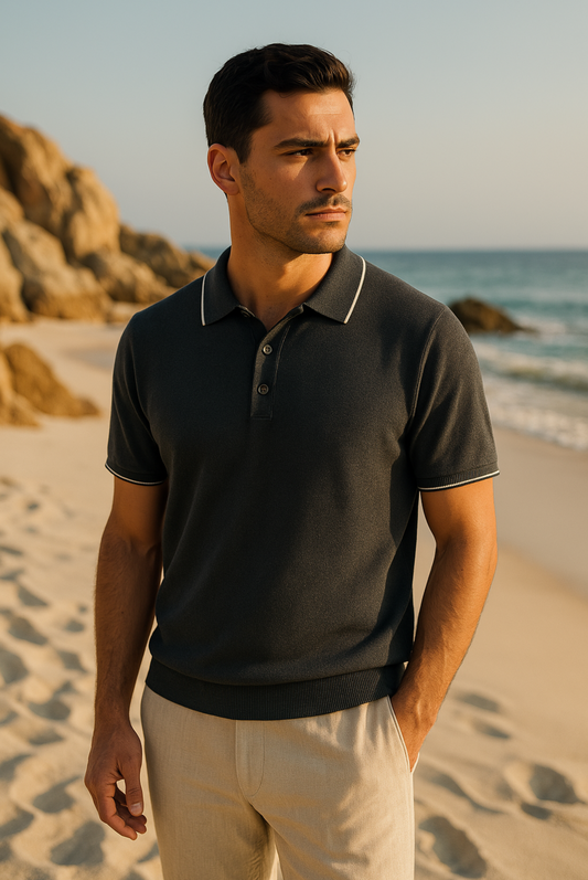 Stylish men's polo shirt made of cashmere-merino wool – Miro