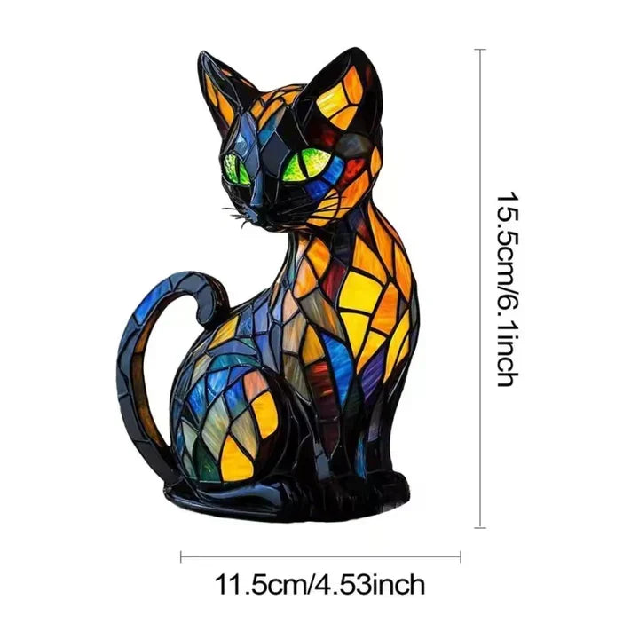 Cat lamp shown with measurement lines marking its height and width, on a plain white background 7