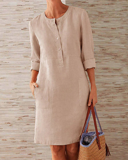 Elegant autumn dress with button placket – Allegra