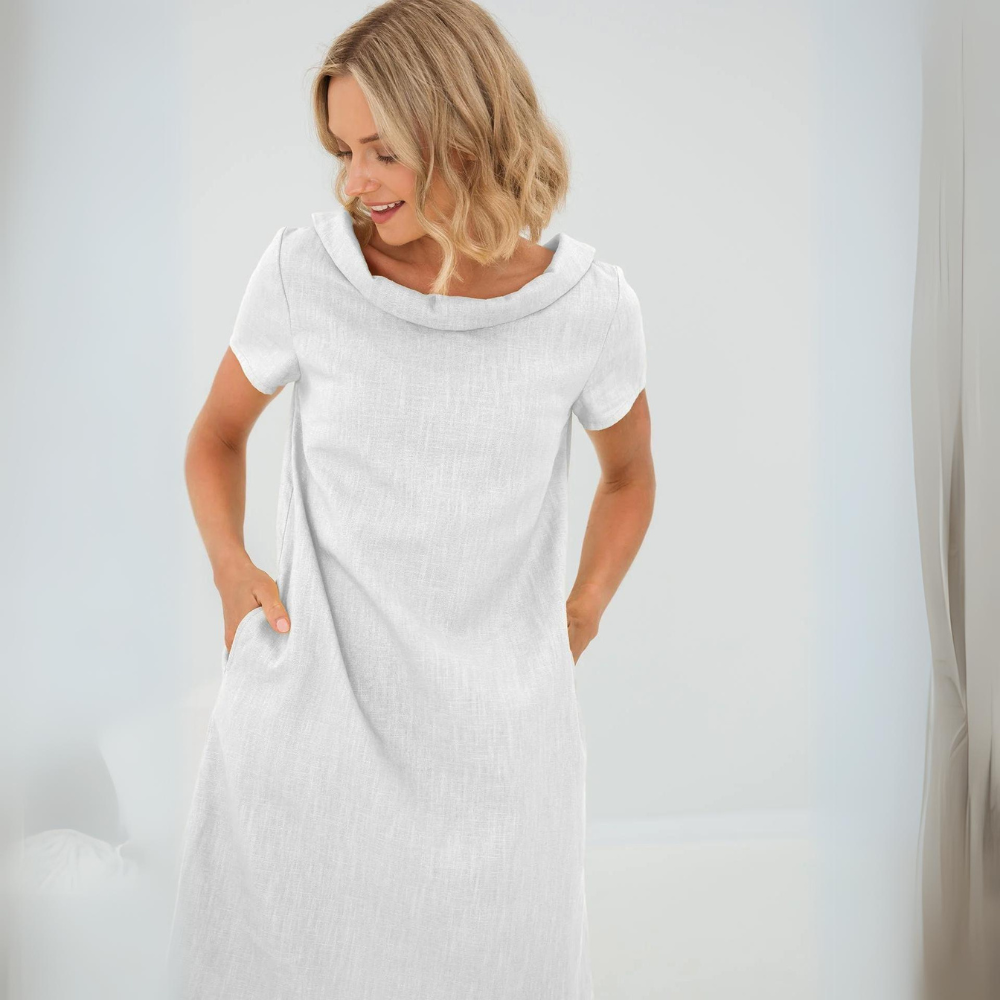 Stylish summer dress in a linen-cotton blend - LinaLuft