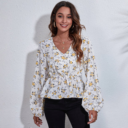 Autumnal & Colourful Patterned Women's Blouse – Leona
