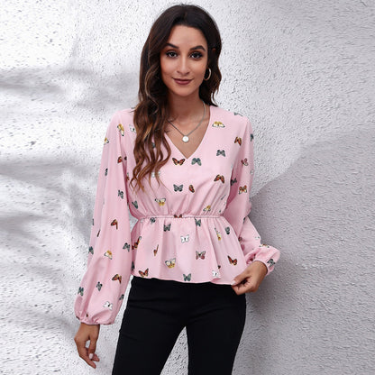 Autumnal & Colourful Patterned Women's Blouse – Leona