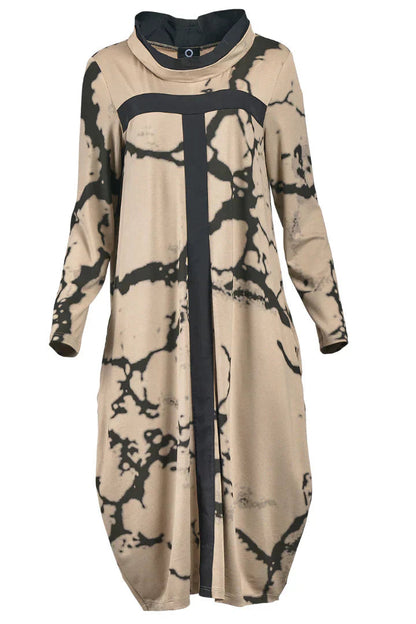 Dress with Long Sleeves and Retro Pattern – Livienne