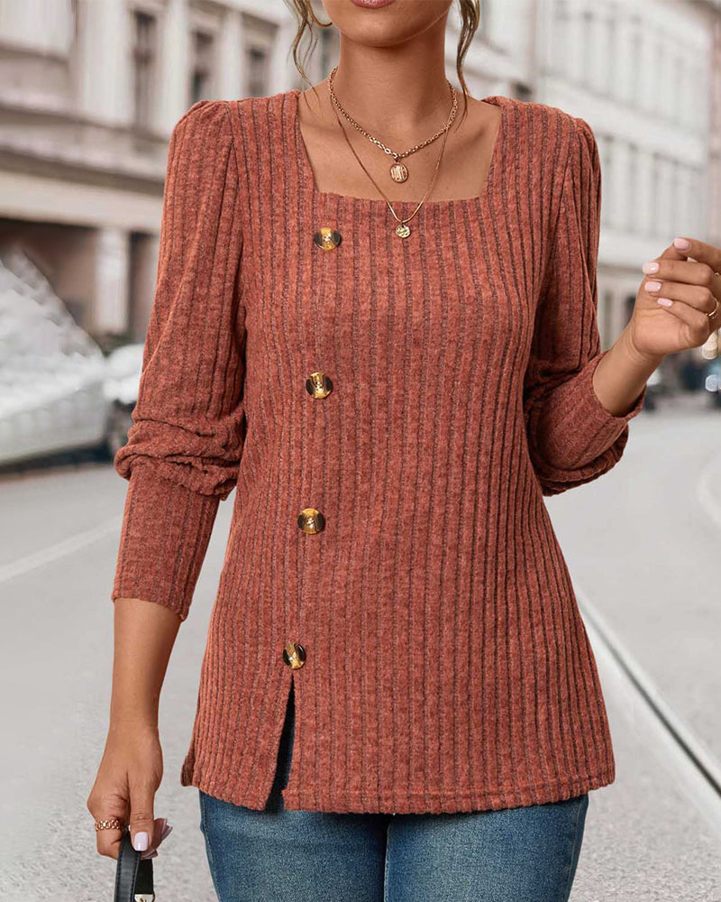 Knitted Ladies Top with Buttons – Mireille