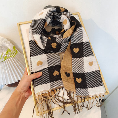 Checkered women's scarf made of polyester for autumn & winter – Aurelie