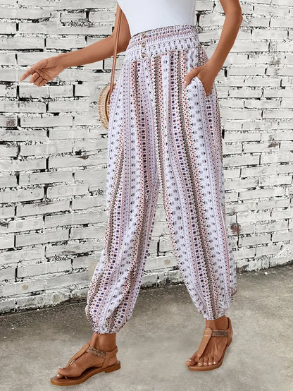 Boho-chic women's trousers with graphic print – Solara