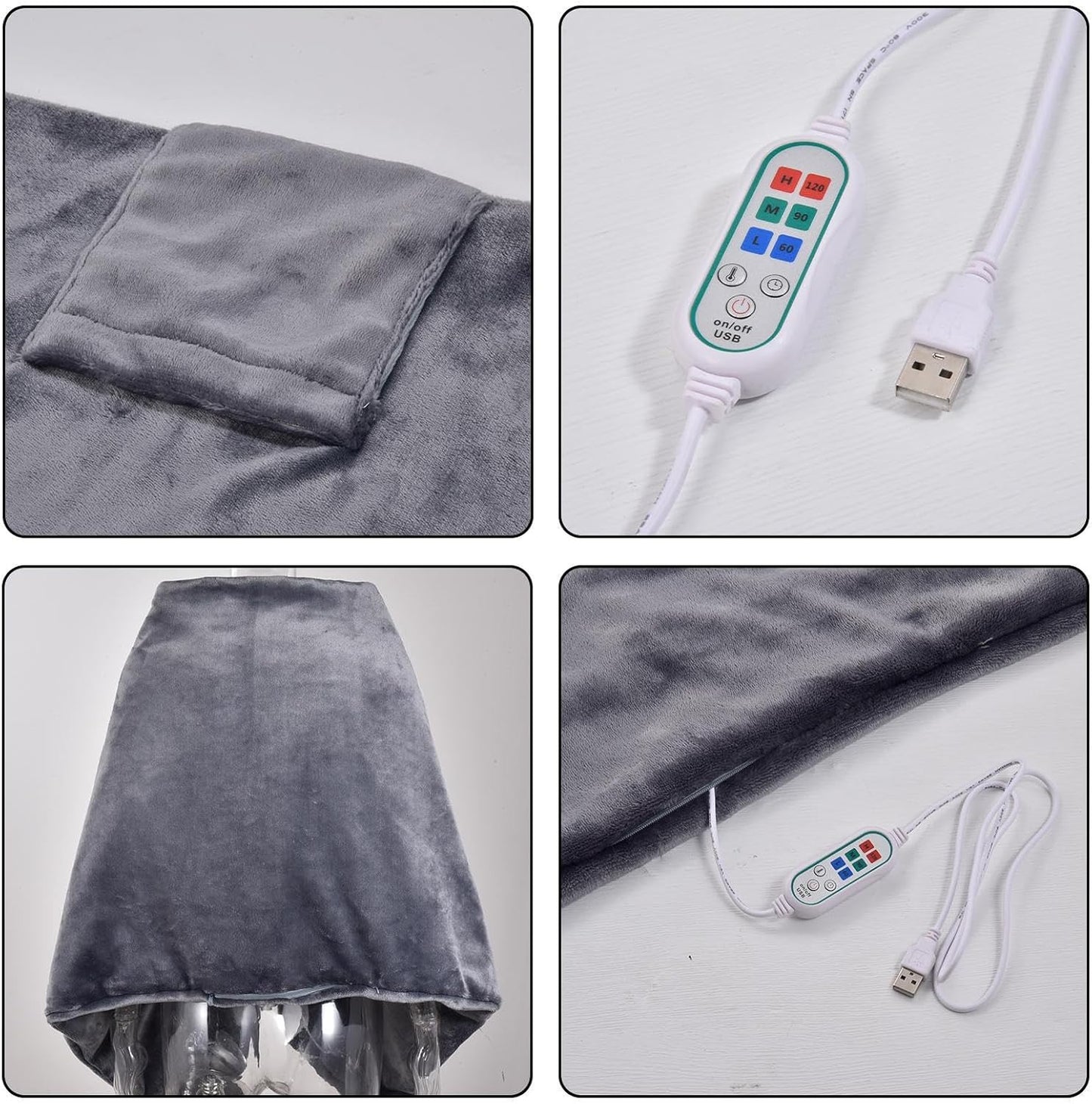 USB-heated scarf – Portable electric wrap with 3 heat settings and overheat protection – Venora