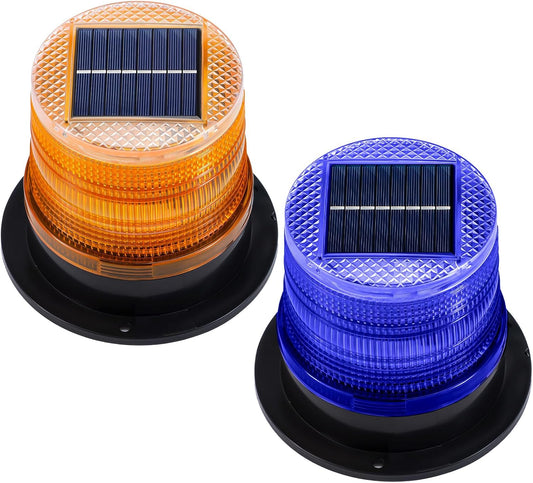Solar-powered amber and blue magnetic strobe light set – Liora