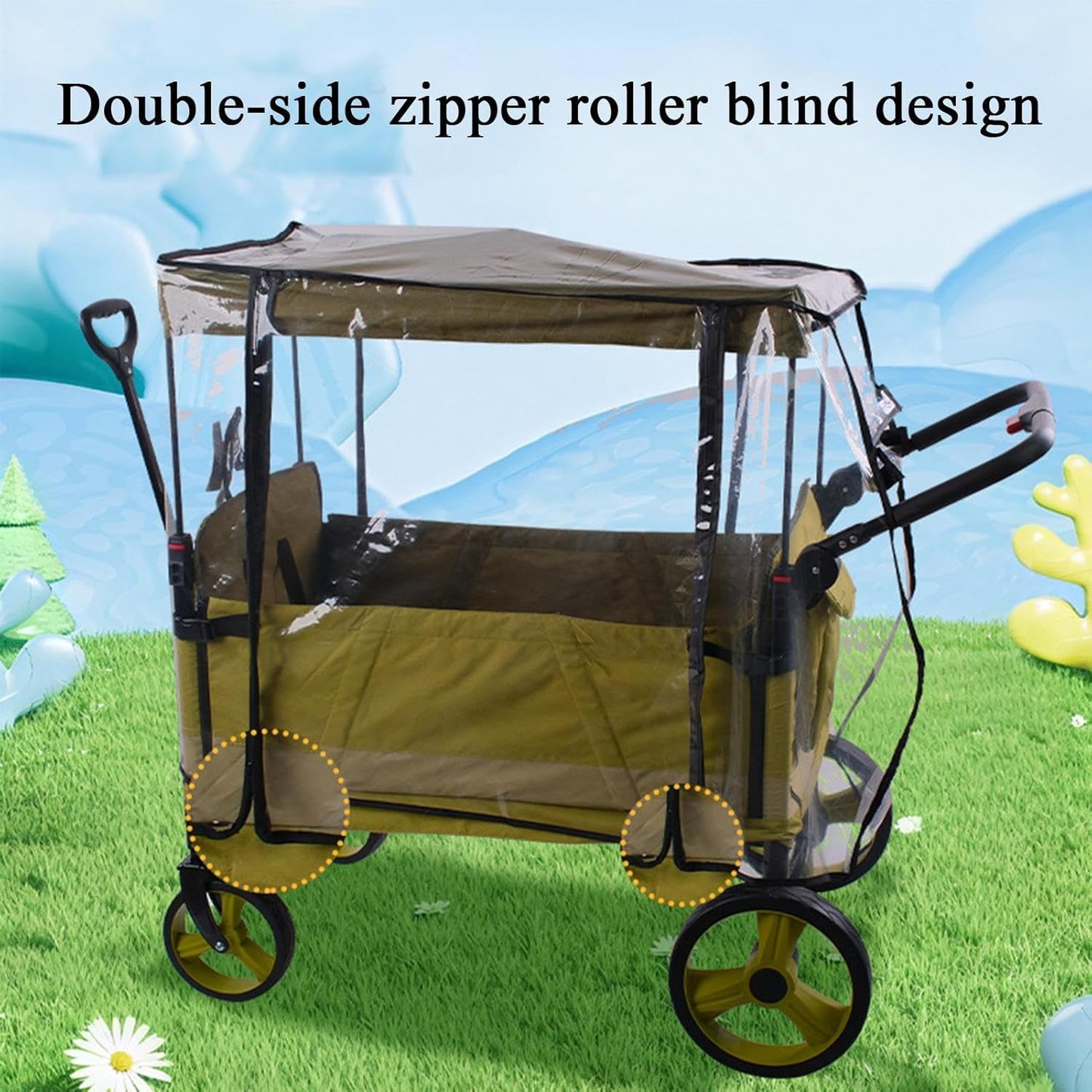 Rain cover for pushchairs – windproof protective canopy for two-seater and four-seater pushchairs – Venaro