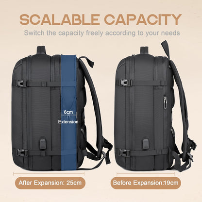 40L expandable waterproof travel backpack with USB port & 17" laptop compartment – AirVoyage