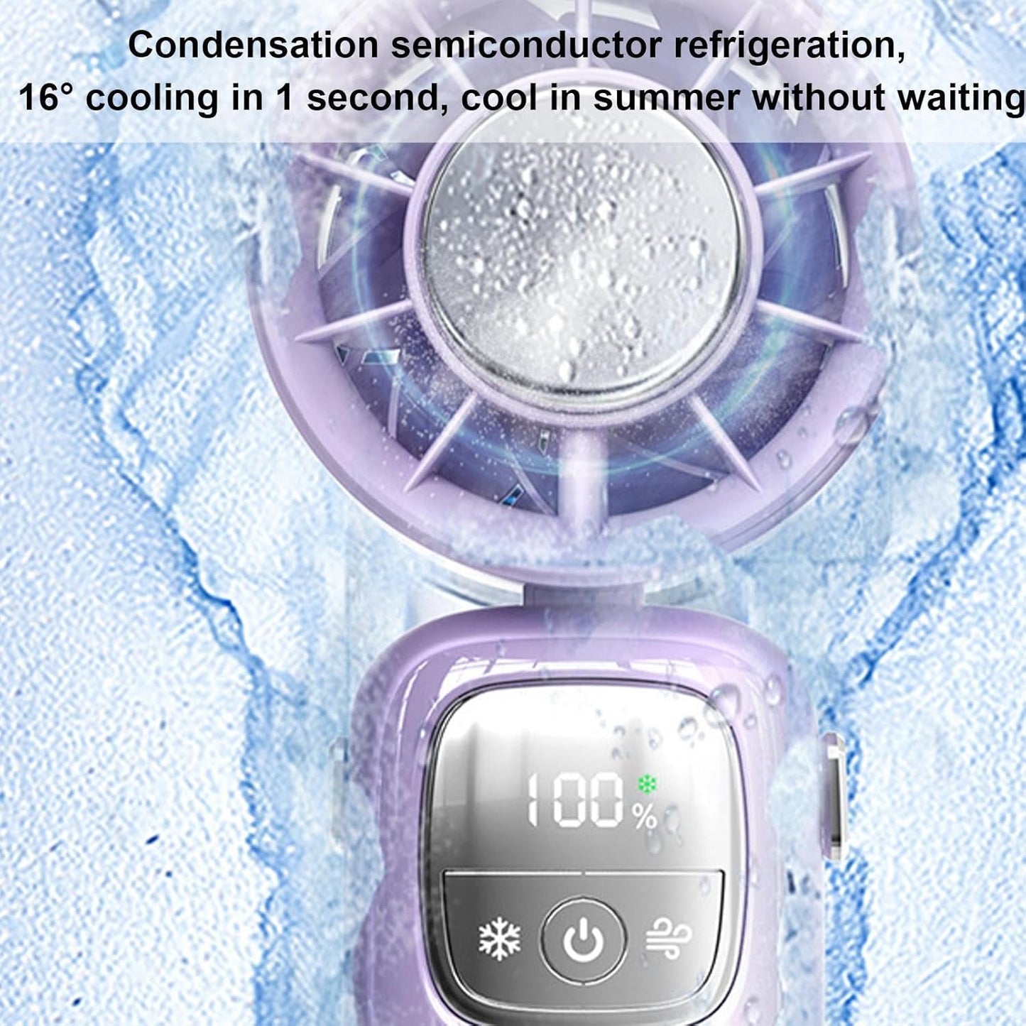 Portable, foldable hand-held fan with LED display, 100 speed settings