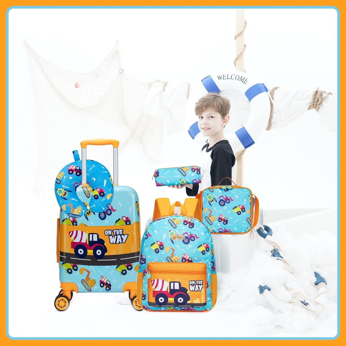Kids' hard-shell cabin luggage set with spinner wheels – Game Day