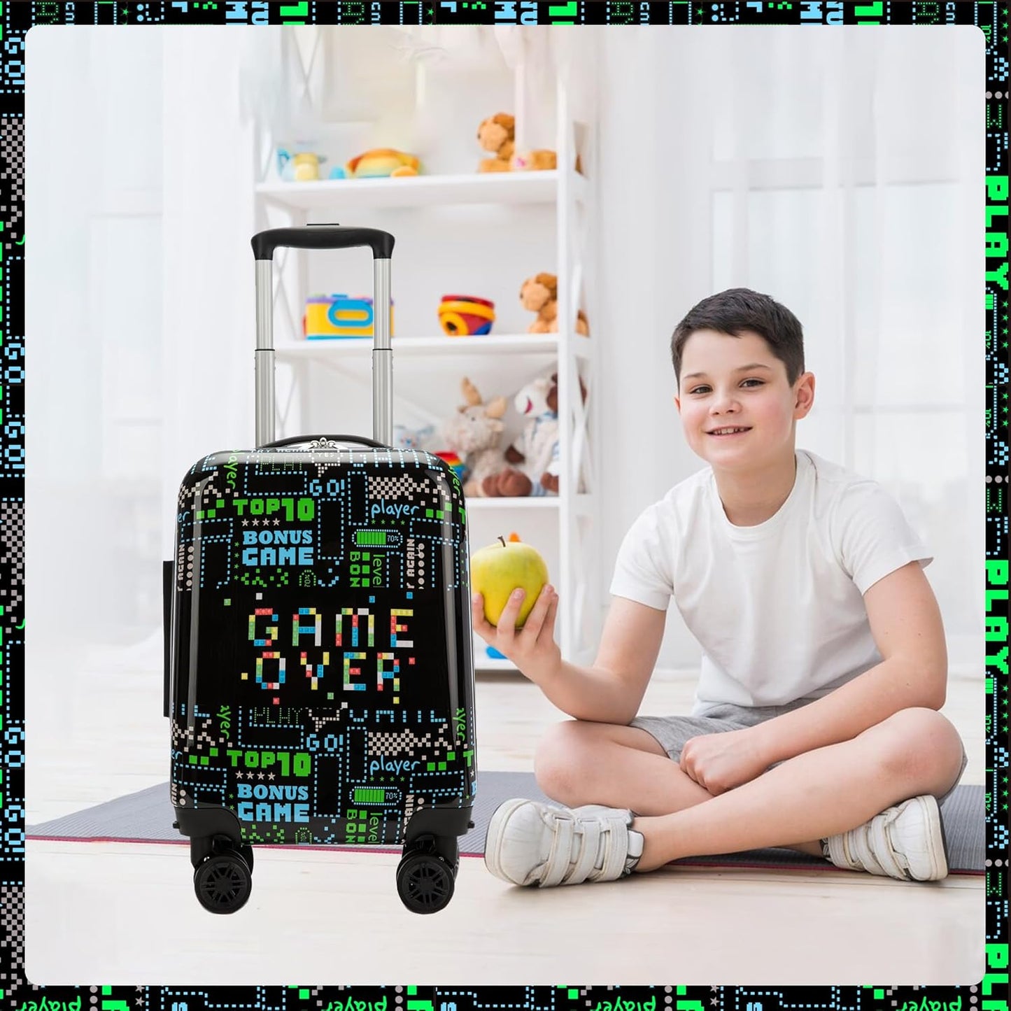 Kids' hard-shell cabin luggage set with spinner wheels – Game Day