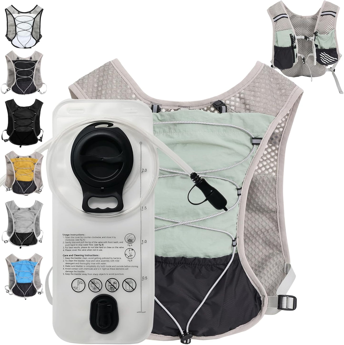 Ultralight running hydration vest with 2‑litre water bladder – Dravien