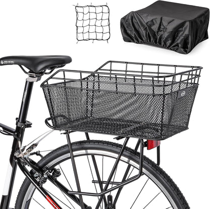 Large rear bike basket with cargo net & waterproof cover – Orvian