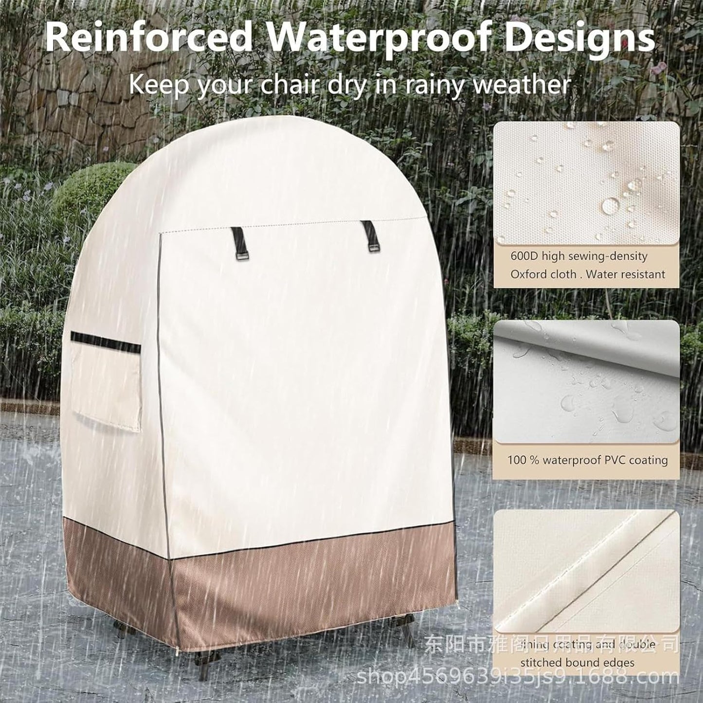 Waterproof egg chair cover with double zip – Solara