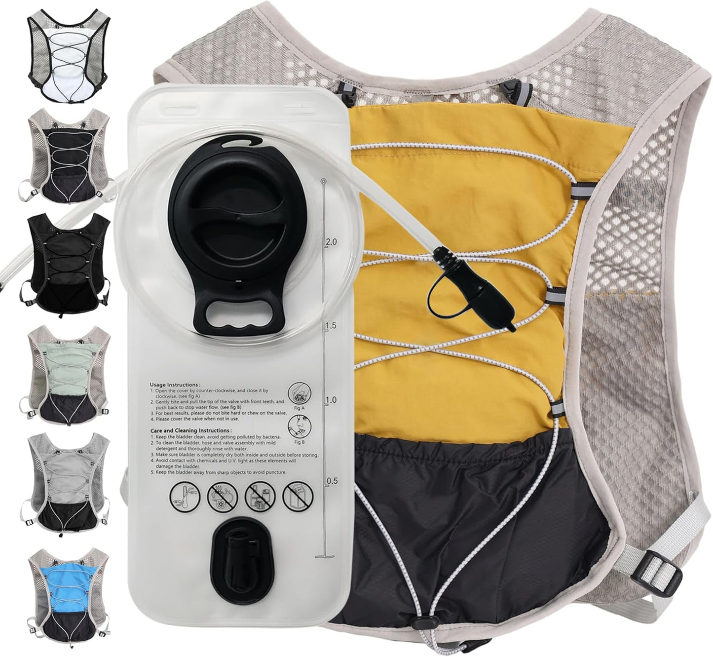 Ultralight running hydration vest with 2‑litre water bladder – Dravien